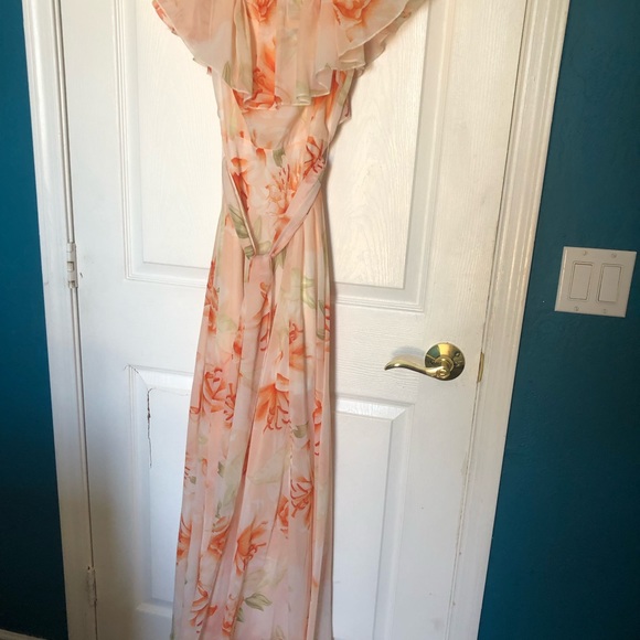 PETAL ROZ Blush Pink Off-the-Shoulder Flower Print Maxi Dress Size: S - Picture 6 of 13